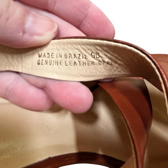 Talbots US 9B shoes brown leather high heel strappy sandals classic casual chic - Picture 12 of 13